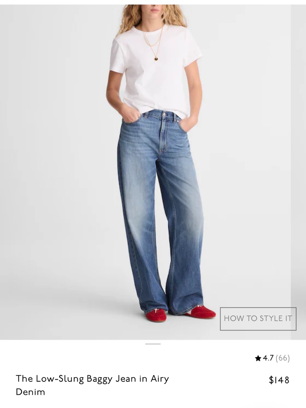 Madewell Low-Slung Baggy Straight-Leg Jeans in Airy Denim